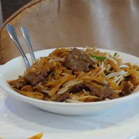 Rice noodles with “beef"  at Lotus Pond Vegetarian Restaurant in Scarborough