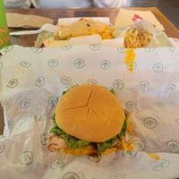 The iconic and normal fries and western burger at Plant Power Fast Food in Redlands