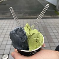 Black ninja and matcha at Premarché Gelateria in Tokyo