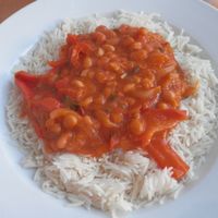 Red pepper and bean masala with rice at The Loft in Spalding