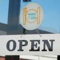 "Vegans Catered For Here Sign" at The Loft in Spalding