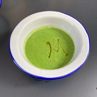 Spinach soup with peas (amazing!) at Umami Good Food in Tenerife