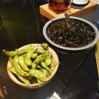 Edamame and sea weed at Kahuna in Newquay