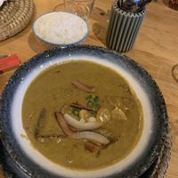 Thai yellow curry with tempeh at Kahuna in Newquay