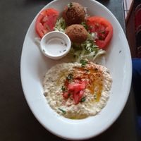 falafel & hummus part of the 3 vegan option mealy.  at Aladdin in Reading