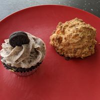 Oreo Cupcake and Maple Cheddar Sausage Scone at Apron Strings in Ocean Springs