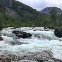 River next to hotel at Mjølfjell UH in Voss