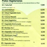 Vegetarian options (almost all can be made vegan)  at Farah's Tandoori in Carcavelos