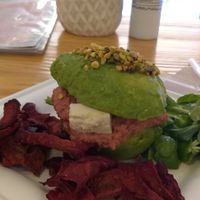 Vegan hamburger at Avocado Bar in Rome
