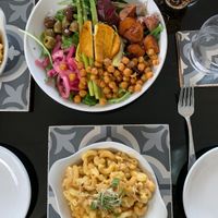 Award winning Vegan mac and cheese, and Niçoise salad . at Sage and Cinder in Mukilteo