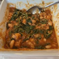 Greens and beans with tofu (oops - partially eaten before photo was taken!)  at Sara's Place By Gavi's Restaurant in Gates Mills