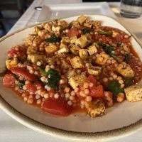 Israeli couscous with tofu  at Sara's Place By Gavi's Restaurant in Gates Mills