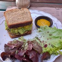 hamburguesa de lentejas at La Casa Organica in Santiago