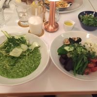 Veganized zucchini risotto and beetroot salad at Bills in Fukuoka