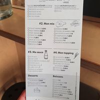 The menu at MOK in Rouen