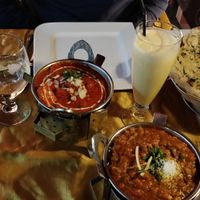 Curry, coconut rice and onion baji (rest is not vegan!) at Delhi Darbar in Tenerife