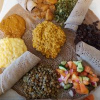Veggie platter for 3 people  at Lucy Ethiopian Cuisine in Buffalo
