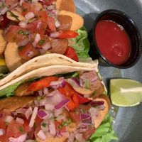 Tacos with vegan sausage   at The Veggie Carmen in Santiago De Compostela