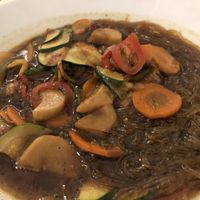 Mushrooms and glass noodles at The Veggie Carmen in Santiago De Compostela