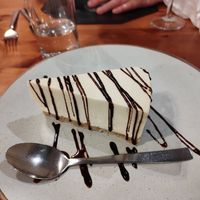 Vegan cheesecake with chocolate sauce at Torna a Surriento in Bangor