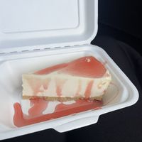 Vegan cheesecake with strawberry sauce   at Torna a Surriento in Bangor