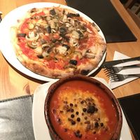 Vegano pizza and vegan lasagne! at Torna a Surriento in Bangor
