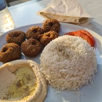 Falafel hummus plate with rice at Damaskus Falafel Haus in Offenbach
