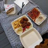 Falafel plate (nr 7) and aubergine plate (nr 8) at Damaskus Falafel Haus in Offenbach