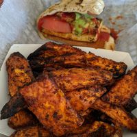 Blackened sweet potato fries and half a pork roll at Alternative Plate in Lake Como
