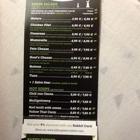 The menu in English. at Little Green Rabbit - Checkpoint Charlie in Berlin