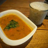 Vegan Red lentil Souo with a king kong smoothie at Little Green Rabbit - Checkpoint Charlie in Berlin