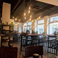 Lots large tables, great for groups. at Little Green Rabbit - Checkpoint Charlie in Berlin