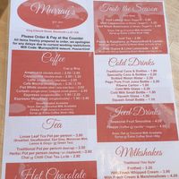 Menu at Murray's in Barmouth