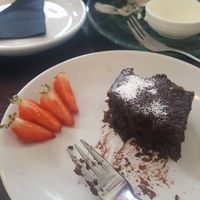 Vegan chocolate nut brownie at Murray's in Barmouth