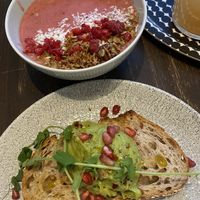 Avo Toast and Smootie Bowl  at Green Hippo in Helsinki