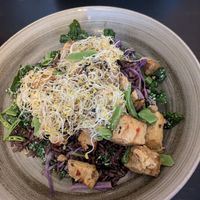 'The Trendsetter' salad (Black rice, marinated tofu, red cabbage, kale, sprouts, sugar snap peas, mayonnaise, sesame seeds and ponzu) at Green Hippo in Helsinki