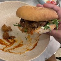 Burger! With patatas already consumed  at Green Hippo in Helsinki