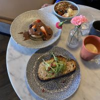 Pancakes, avocado toastt  at Green Hippo in Helsinki