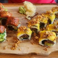 Spicy tuna and cheesesteak rolls at Tomo Sushi & Ramen in Philadelphia