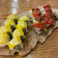 Lime Sinko (left), Vegan Tomo Roll (right) at Tomo Sushi & Ramen in Philadelphia