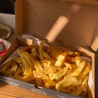 vegan fish and chips   at Sutton and Sons in London