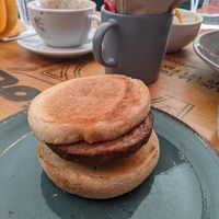 Vegan breakfast muffin at Gaard Coffee Hide in Sheffield