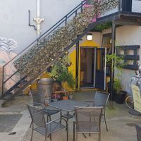 Outside seating area at Gaard Coffee Hide in Sheffield