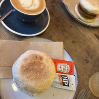 Muffin with patty and hash brown   at Gaard Coffee Hide in Sheffield
