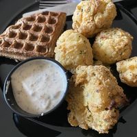 Chik’n and waffles - only served on Saturdays  at Culture Coffee & Tea Bar in Virginia Beach