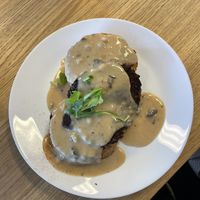 Biscuit + gravy w/ homemade black bean sausage  at Culture Coffee & Tea Bar in Virginia Beach