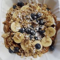Waffle with blueberries, banana, and granola at Culture Coffee & Tea Bar in Virginia Beach
