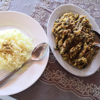 Eggplant with rice dishes at Innlay Hut Indian Food House in Nyaungshwe