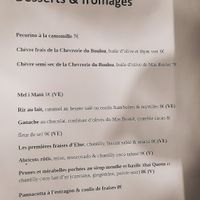 Dessert menu (V is vegan) at La Cuisine Comptoir in Collioure