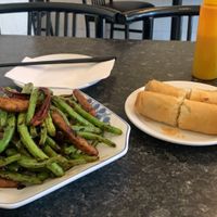 Springs rolls (#308) and Stir-fried Green Beans with Veggie Chops (#63). So good! at Buddha's Vegan Restaurant in Toronto